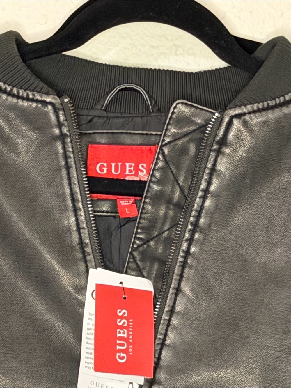 Guess Black Women's Faux Leather Bomber Jacket NWT